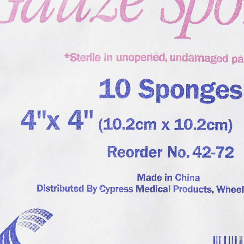 Cypress Sterile Gauze Sponge, 4 x 4 Inch