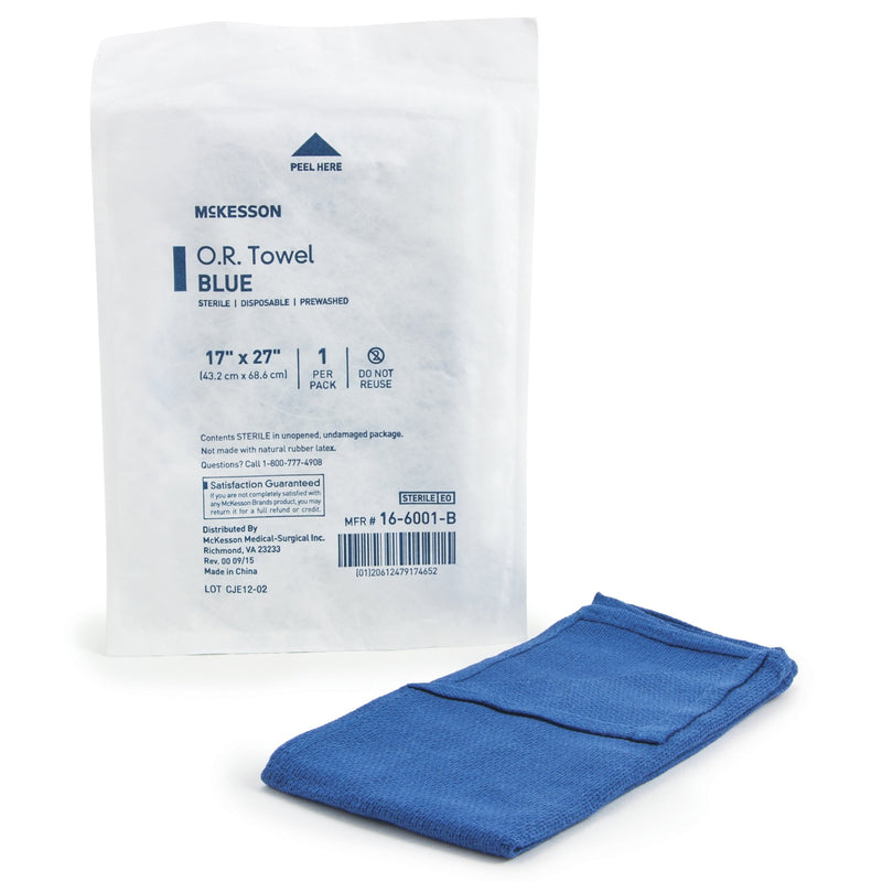 McKesson Blue Sterile O.R. Towel, 17 x 27 Inch