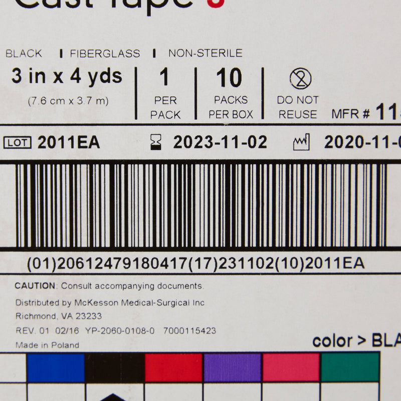McKesson Black Cast Tape, 3 Inch x 4 Yard