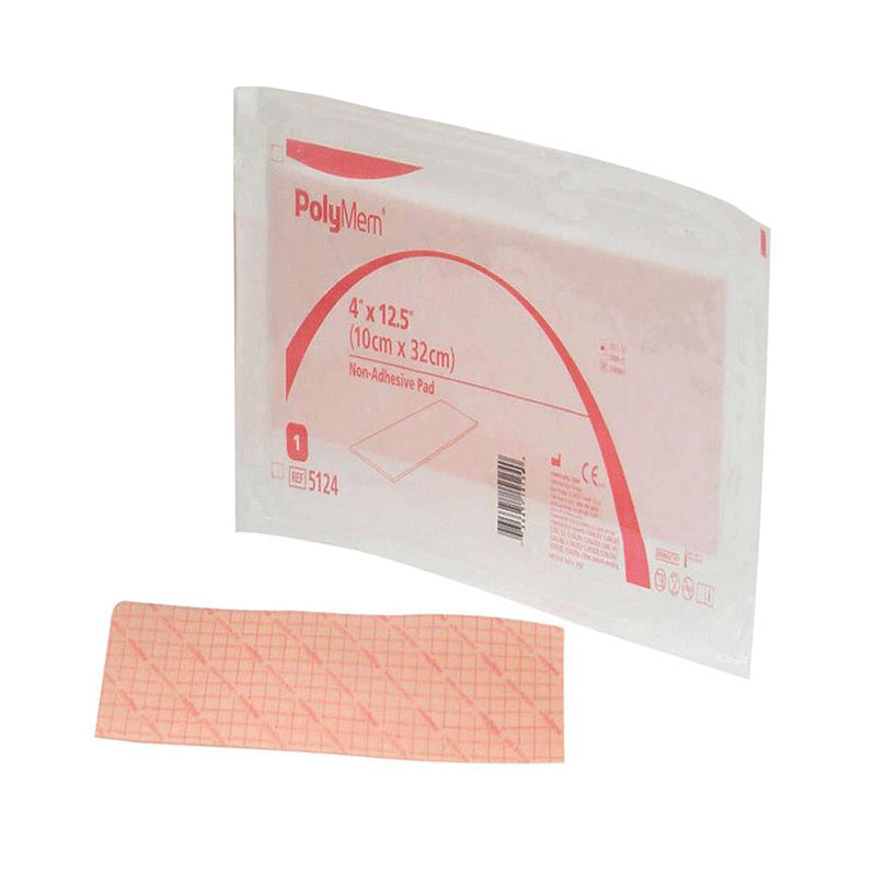 PolyMem® Non-Adhesive without Border Foam Dressing, 4 x 12½ Inch