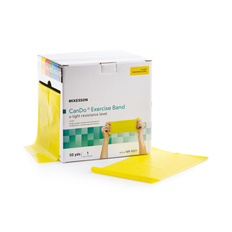 McKesson Exercise Resistance Band, Yellow, 5 Inch x 50 Yard, X-Light Resistance