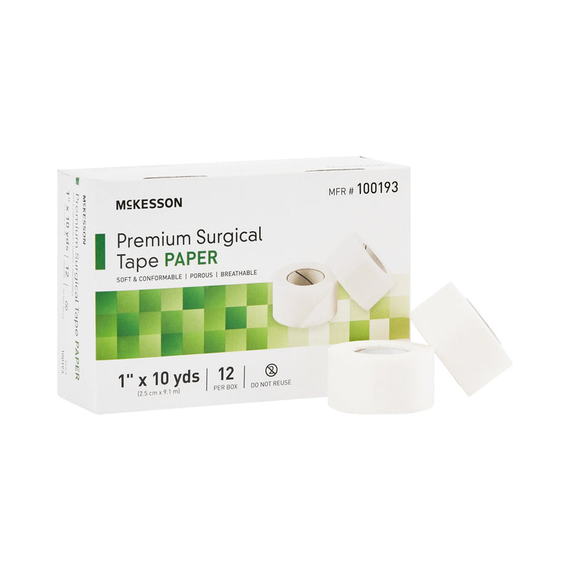 McKesson Paper Medical Tape, 1 Inch x 10 Yard, White