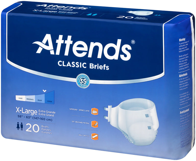 Attends® Classic Adult Heavy-Absorbent Incontinence Brief, X-Large, White