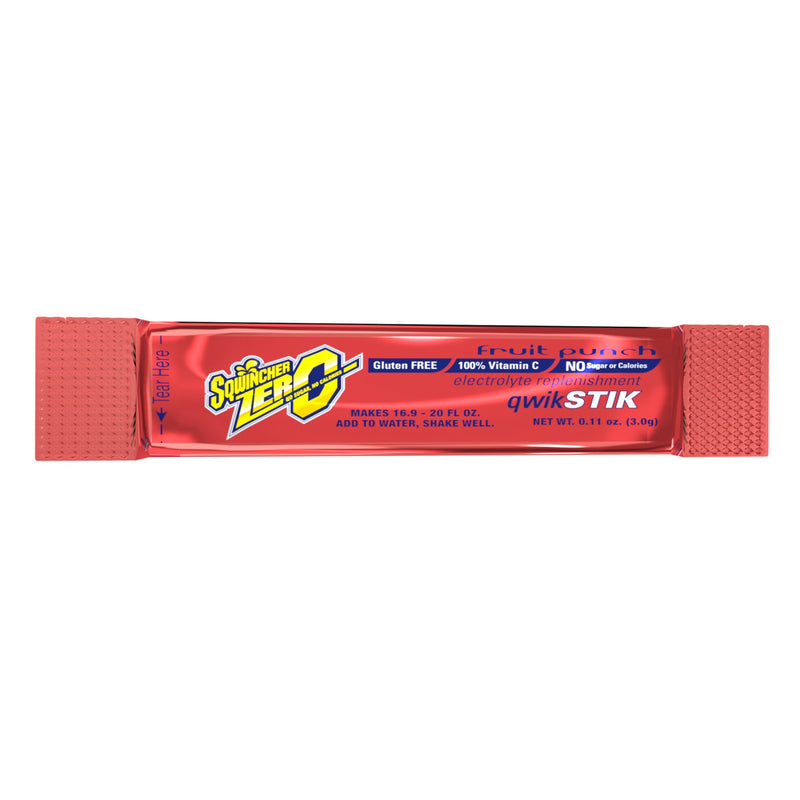 Sqwincher® Quik Stik® Zero Fruit Punch Electrolyte Replenishment Drink Mix, 0.11 oz. Packet