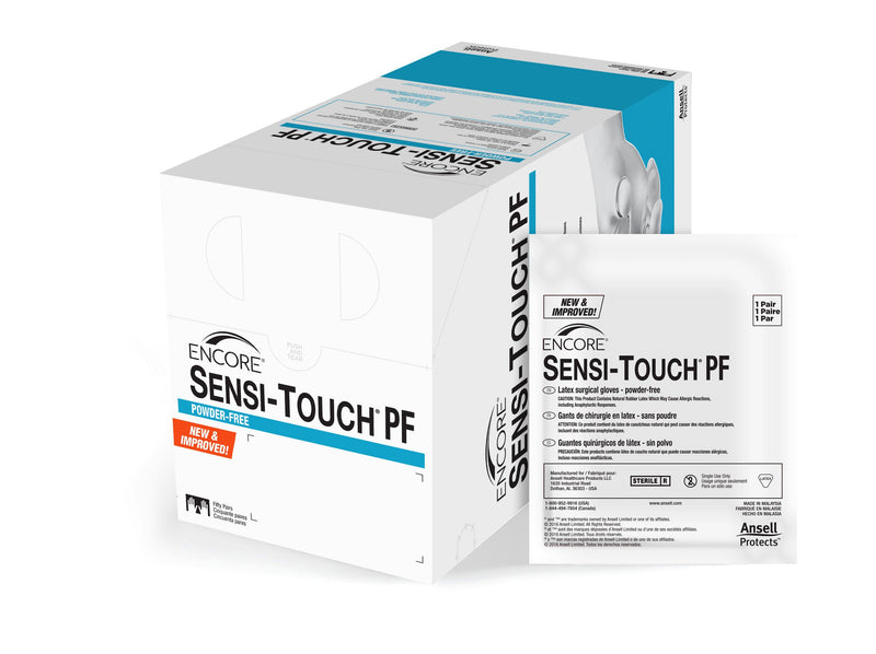 ENCORE® Sensi-Touch® PF Latex Standard Cuff Length Surgical Glove, Size 7½, White