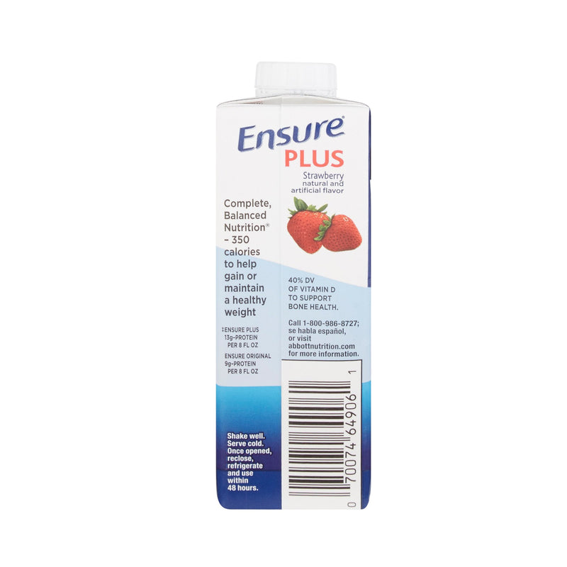 Ensure Plus Strawberry Oral Supplement, 8-oz Carton