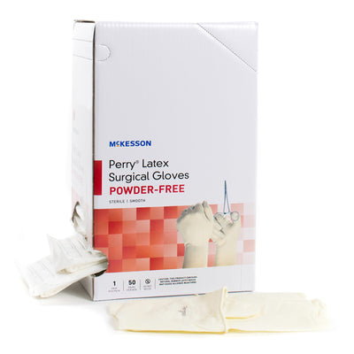 McKesson Perry® Performance Plus Latex Standard Cuff Length Surgical Glove, Size 5½, Cream