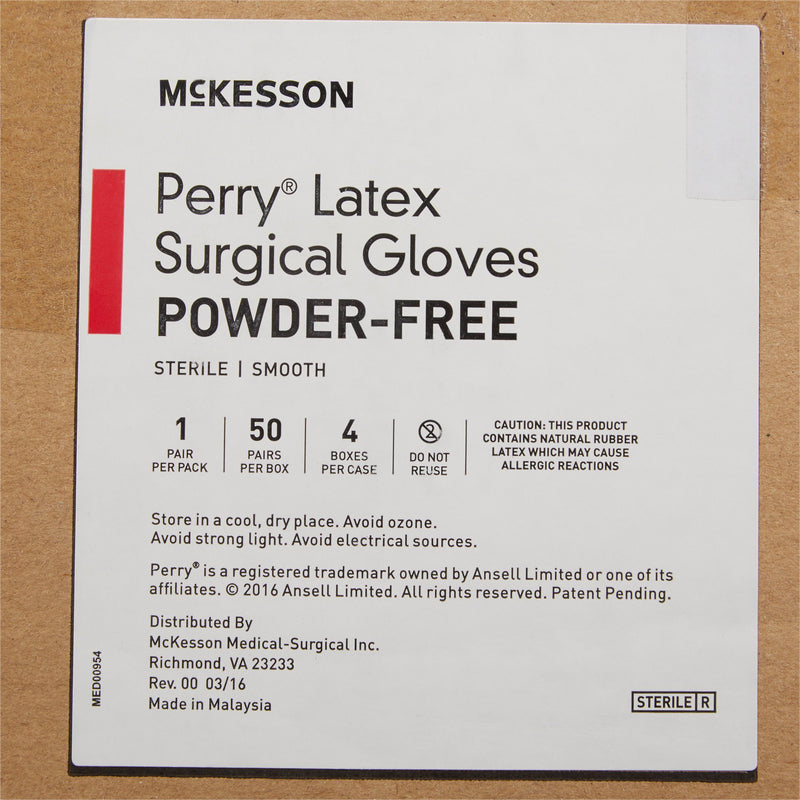 McKesson Perry® Performance Plus Latex Standard Cuff Length Surgical Glove, Size 8, Cream