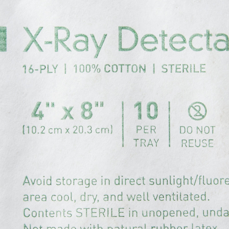 McKesson Sterile X-ray Detectable Gauze Sponge, 4 x 8 Inch
