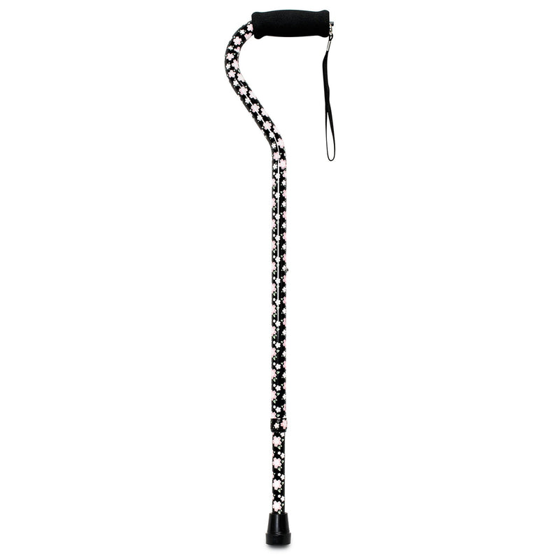 McKesson Pink Floral Offset Cane, Aluminum, 30 – 39 Inch Height