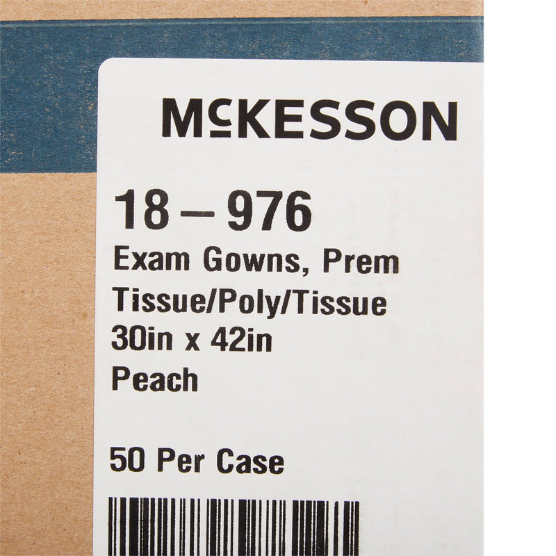 McKesson Patient Exam Gown, 30 x 42 in., Peach