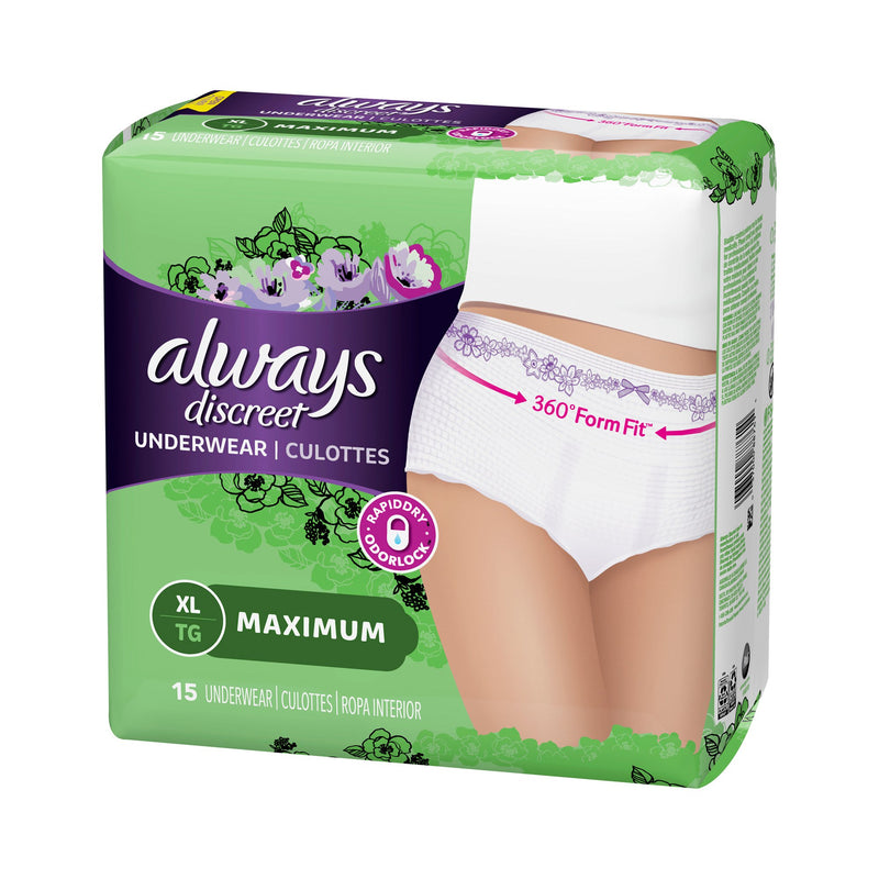 Always® Discreet Maximum Absorbent Underwear, Extra Large