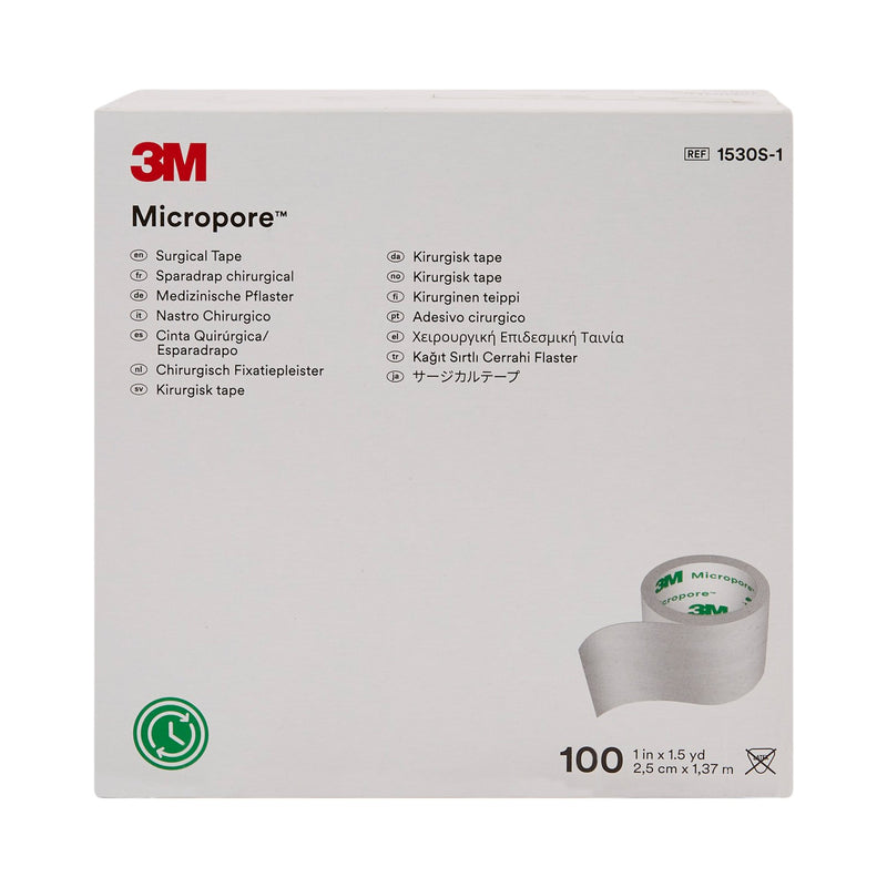 3M™ Micropore™ Paper Medical Tape, 1 Inch x 1-1/2 Yard, White