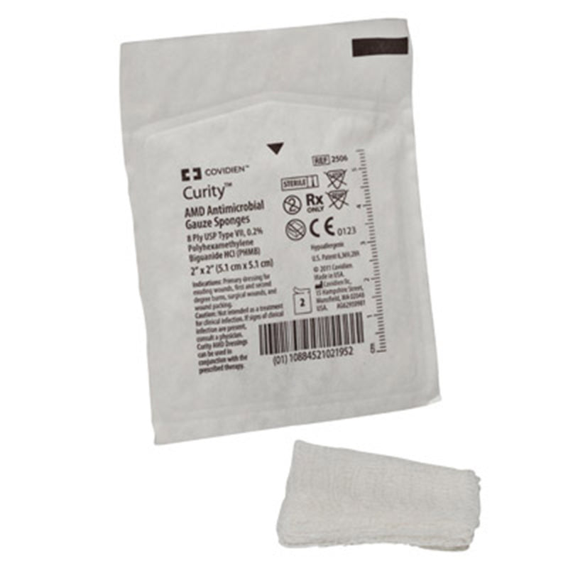 Curity™ AMD™ Sterile Antimicrobial Gauze Sponge, 2 x 2 Inch