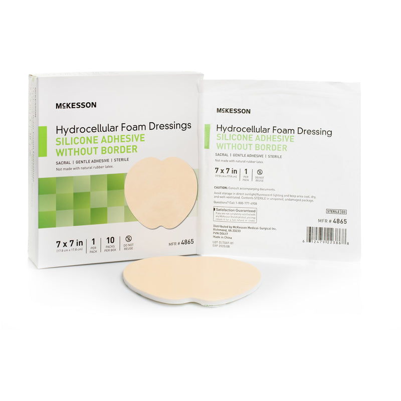 McKesson Silicone Gel Adhesive without Border Silicone Foam Dressing, 7 x 7 Inch Sacral