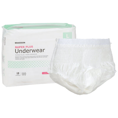 McKesson Super Plus Underwear, Adult Unisex, Large, Disposable, Latex-Free