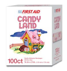 American® White Cross Stat Strip® Candy Land Adhesive Strip, ¾ x 3 Inch