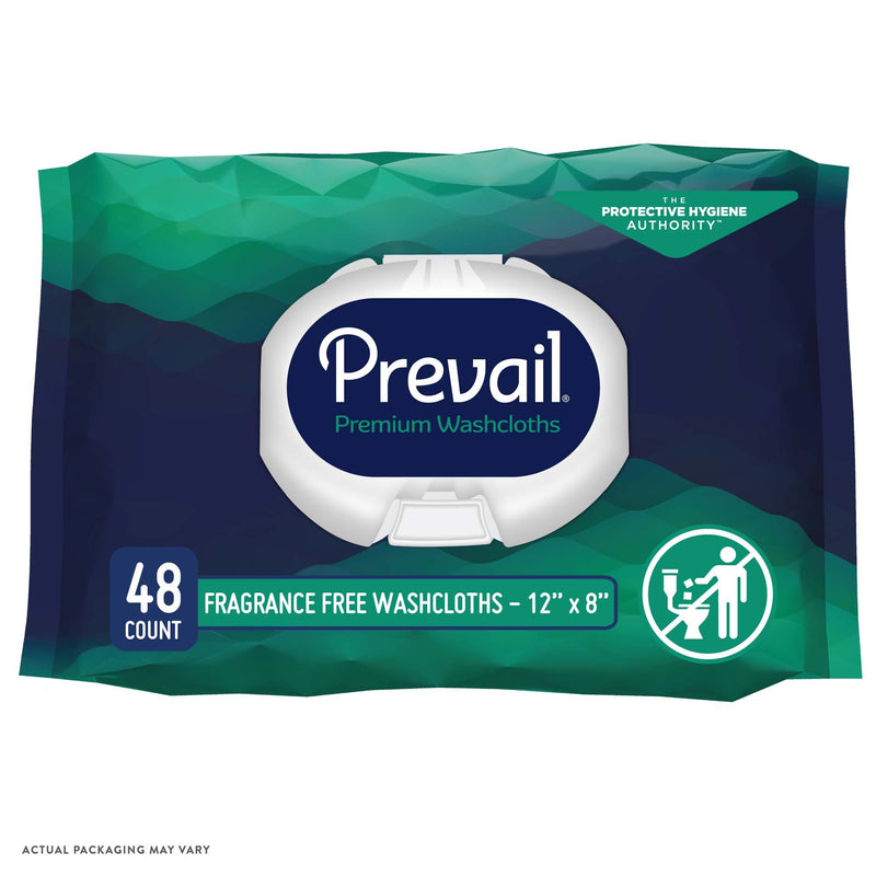 Prevail Adult Washcloths, Soft Pack, Aloe, Vitamin E, 12" x 8"