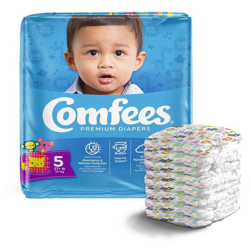 Attends Comfees Premium Baby Diapers, Unisex, Tab Closure, Size 5