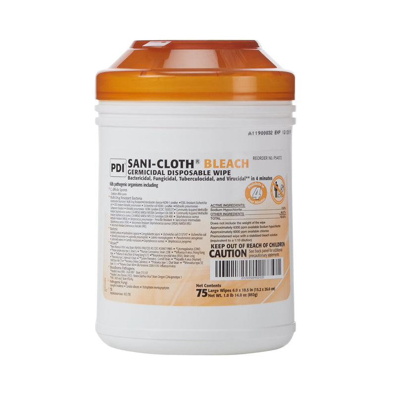 Sani-Cloth® Surface Disinfectant Cleaner Bleach Wipe, 75 Wipes per Canister