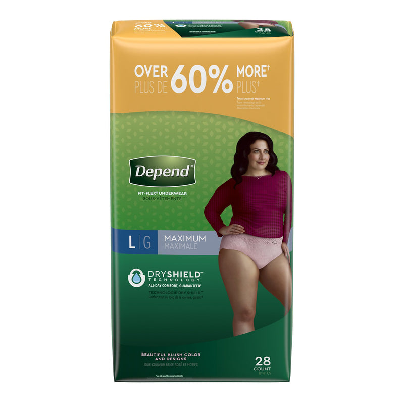 Depend® FIT-FLEX® Womens Absorbent Underwear, Large, Blush