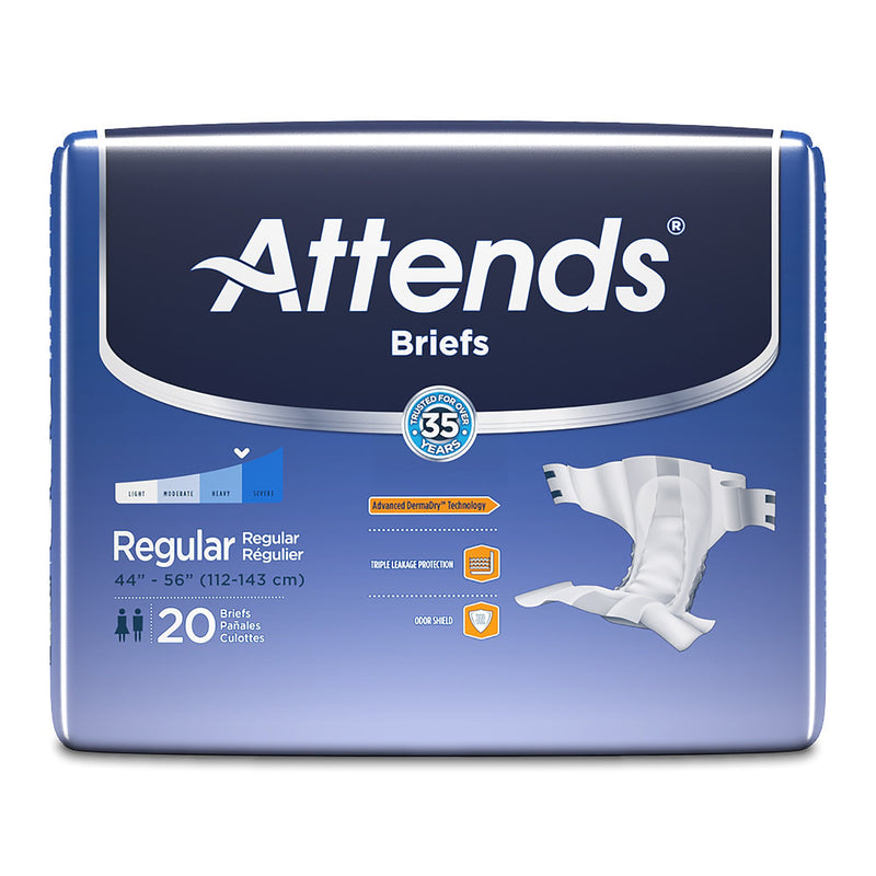 Attends Briefs, Adult, Regular, Heavy Absorbency, Disposable, White