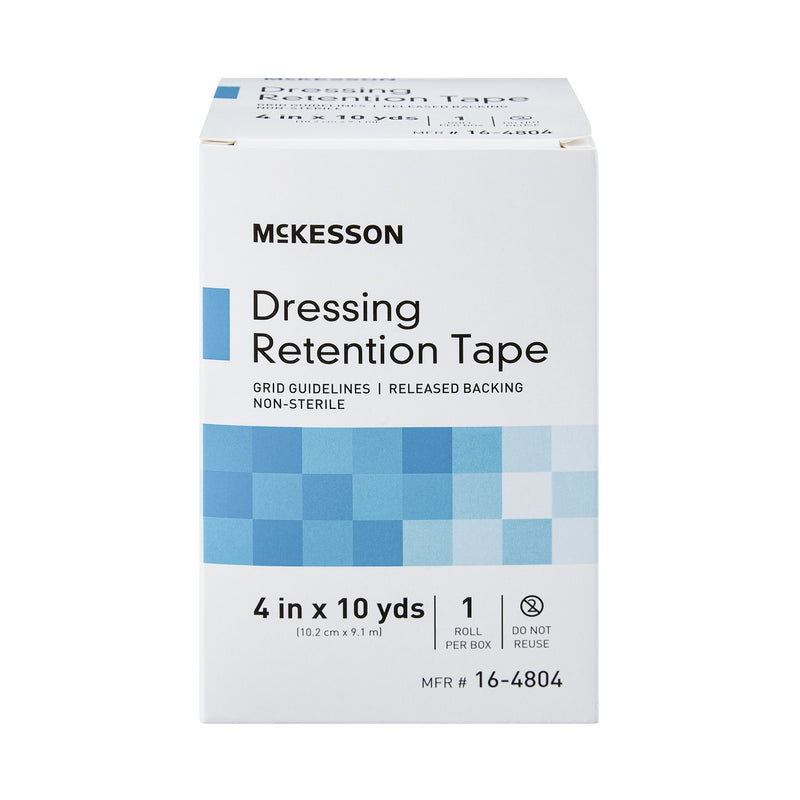 McKesson Nonwoven Fabric / Printed Release Paper Dressing Retention Tape, 4 Inch x 10 Yard, White