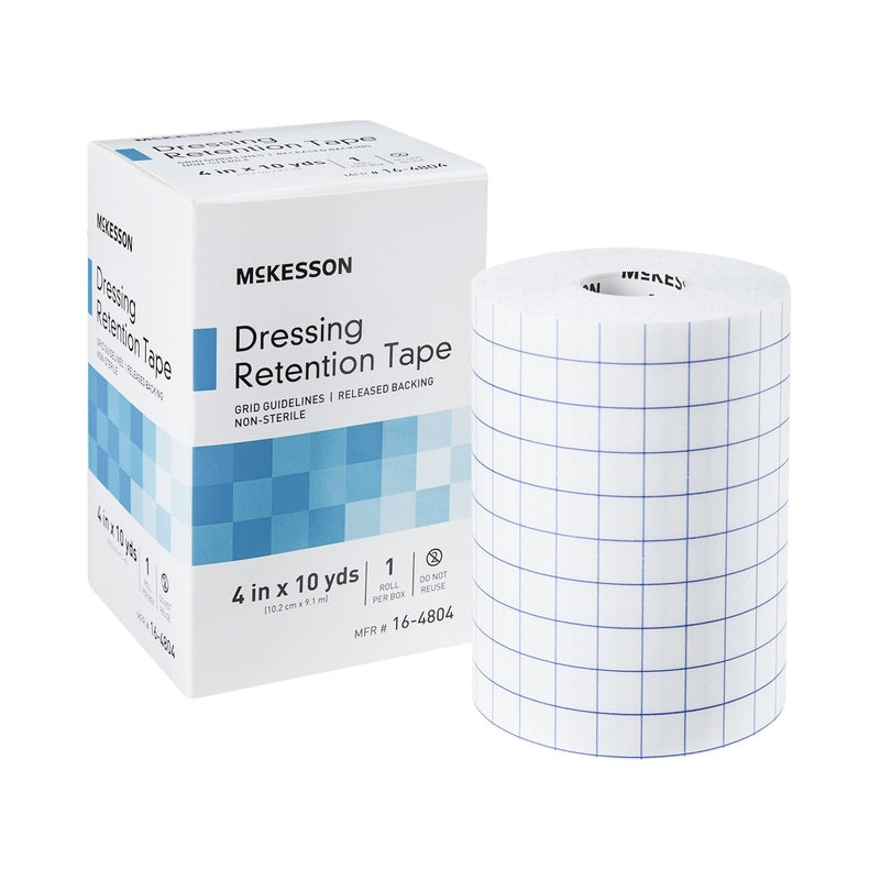 McKesson Nonwoven Fabric / Printed Release Paper Dressing Retention Tape, 4 Inch x 10 Yard, White