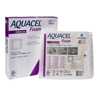 Aquacel® Silicone Adhesive with Border Silicone Foam Dressing, 7 x 7 Inch