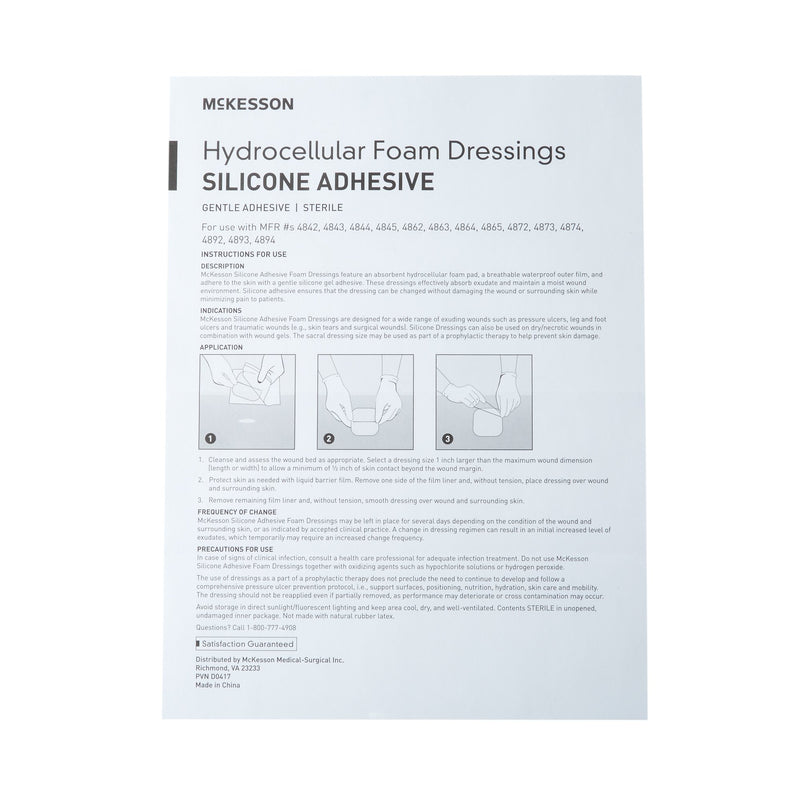 McKesson Silicone Adhesive with Border Silicone Foam Dressing, 6 x 6 Inch