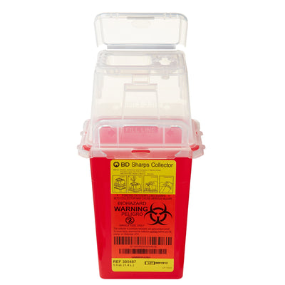 BD Phlebotomy Sharps Container, 1-Piece, 1.5 Quart, Red