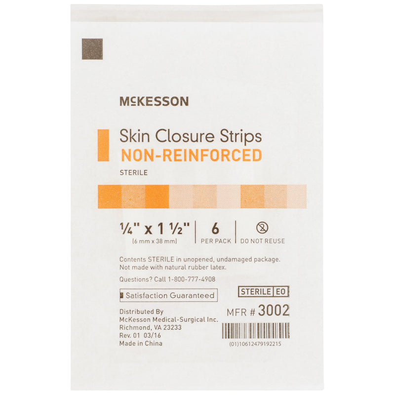 McKesson Non-Reinforced Skin Closure Strip, 1/4 x 1-1/2 in.
