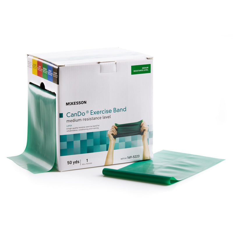 McKesson Exercise Resistance Band, Green, 5 Inch x 50 Yard, Medium Resistance