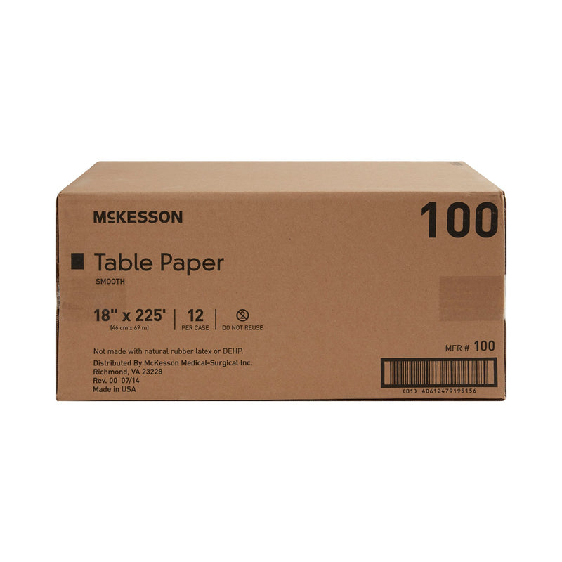 McKesson Smooth Table Paper, 18 Inch x 225 Foot, White