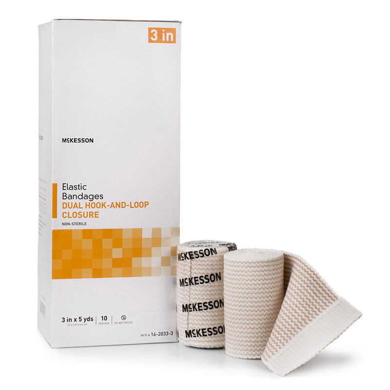 McKesson Double Hook and Loop Closure Elastic Bandage, 3 Inch x 5 Yard
