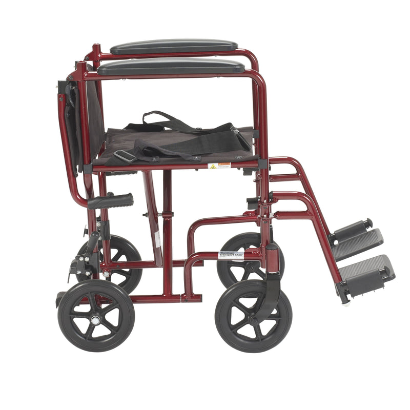 drive™ Lightweight Transport Chair, Red, 17-Inch Seat Width