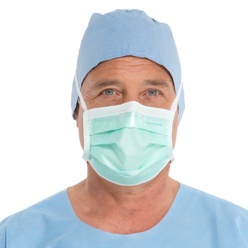 Halyard Surgical Mask, Anti-Fog Adhesive Film, Tie Closure, Pleated, One Size Fits Most, Green