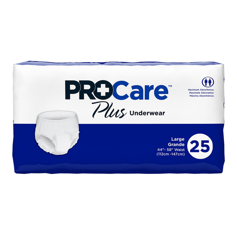 ProCare Plus Protective Underwear, Moderate Absorbency, Pull Up, Large, Disposable, 44 to 58 Inch Waist/Hip