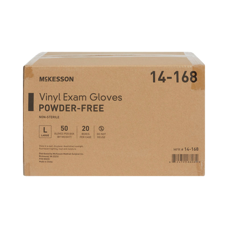 McKesson Confiderm® Vinyl Exam Glove, Large, Clear
