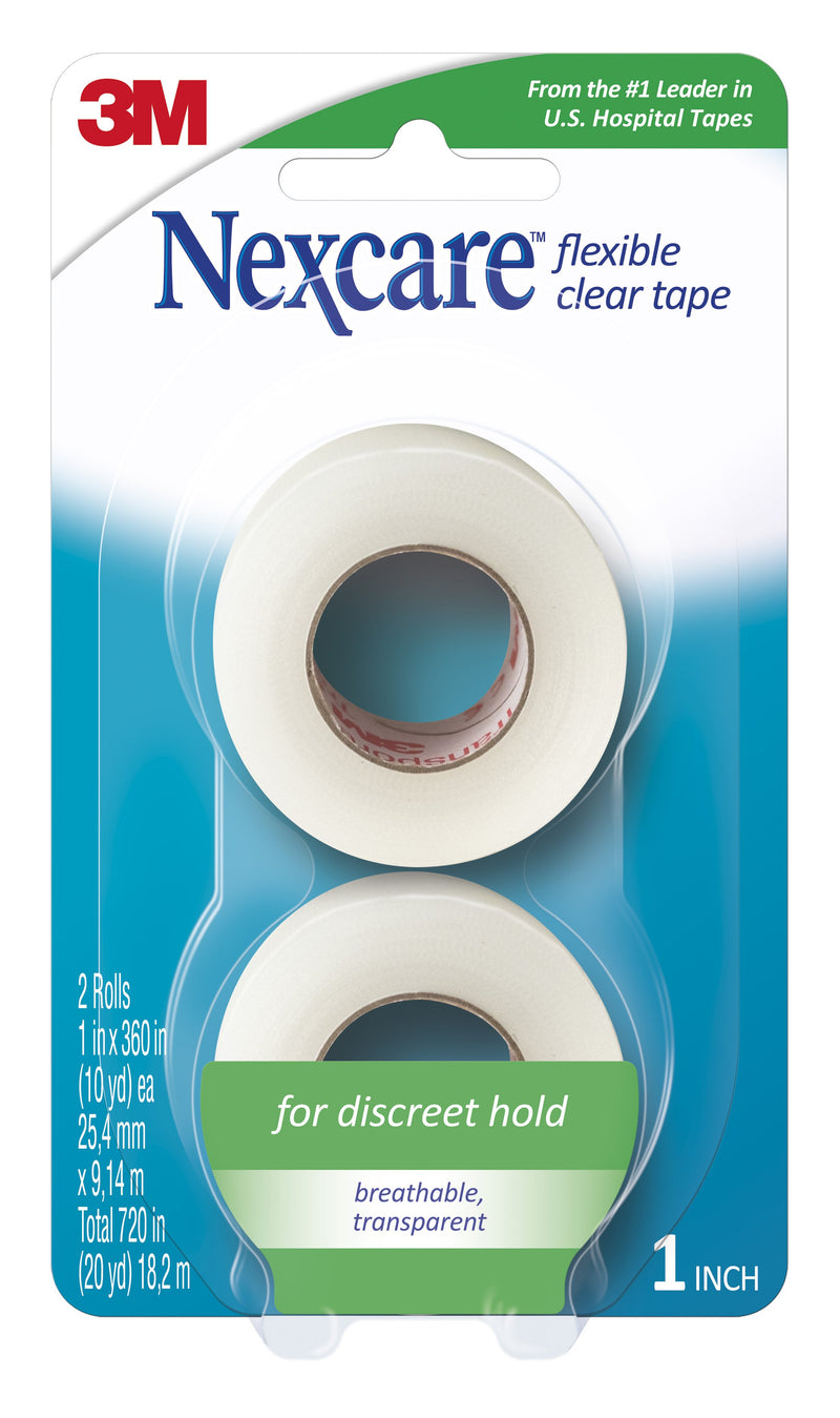 3M™ Nexcare™ Flexible Stretchy Fabric Medical Tape, 1 Inch x 10 Yard, Clear