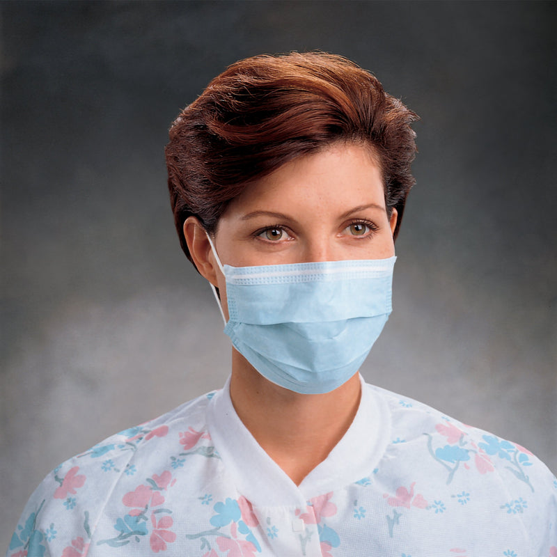 Halyard Procedure Mask, Pleated, One Size Fits Most, Tissue Blue, Non-sterile