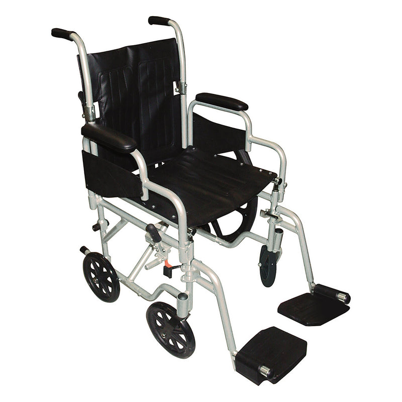 drive™ Poly-Fly High Strength Lightweight Wheelchair / Flyweight Transport Chair, Black with Silver Finish