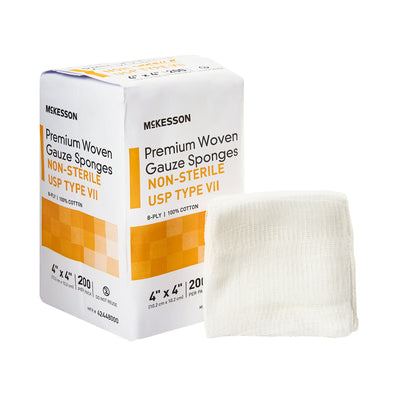 McKesson NonSterile USP Type VII Gauze Sponge, 4 x 4 Inch