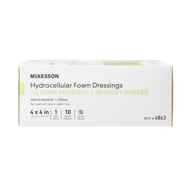 McKesson Silicone Gel Adhesive without Border Silicone Foam Dressing, 4 x 4 Inch