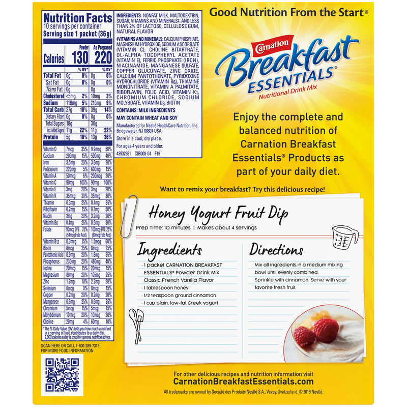 Carnation Breakfast Essentials® Vanilla Oral Supplement, 1.26 oz. Packet