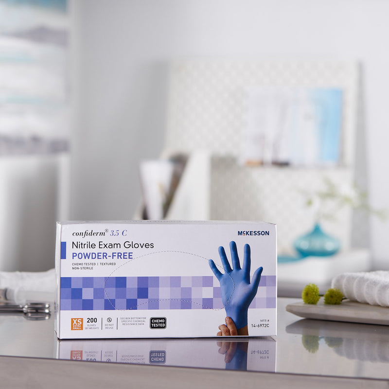 McKesson Confiderm® 3.5C Nitrile Exam Glove, Extra Small, Blue