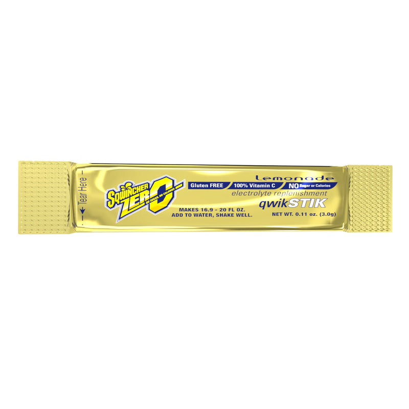Sqwincher® Quik Stik® Zero Lemonade Electrolyte Replenishment Drink Mix, 0.11 oz. Packet