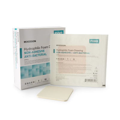 McKesson Antibacterial Foam Dressing, 4 x 4 Inch