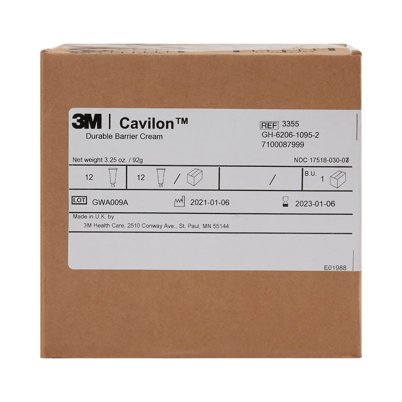 3M Cavilon Barrier Cream, 3.25 oz Tube, Unscented, Hypoallergenic