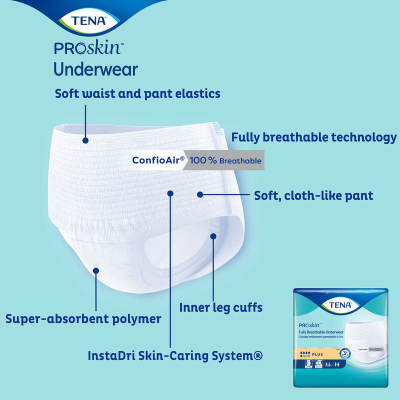 TENA® ProSkin™ Plus Fully Breathable Absorbent Underwear, Medium